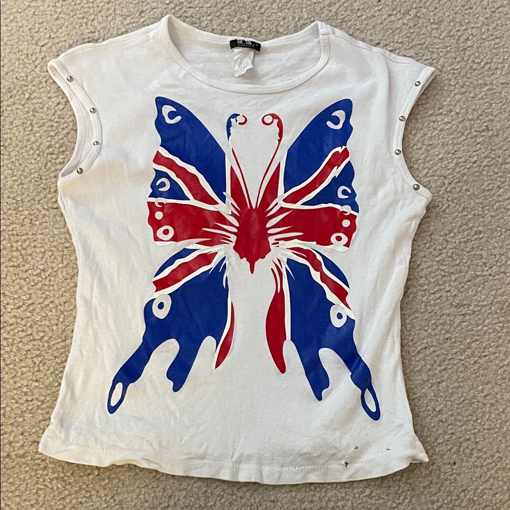 Vintage BB Apparel Butterfly Graphic Top, Size L